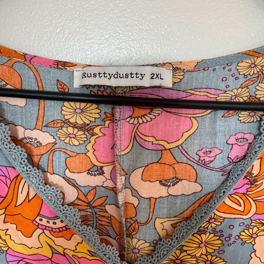 RusttyDustty Summer Boho Floral Dress Women’s 2XL 100% Vicose EUC - Picture 4 of 11